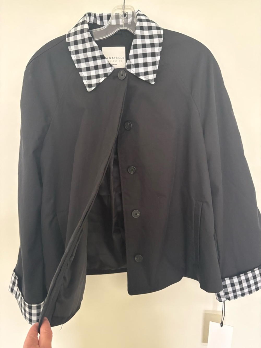 Bagatelle Collection Black Jacket with Gingham Trim – Size Large – NWT 🖤 - Picture 7 of 12